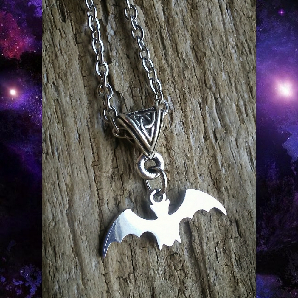 🌙🖤Celtic Bat Charm Necklace